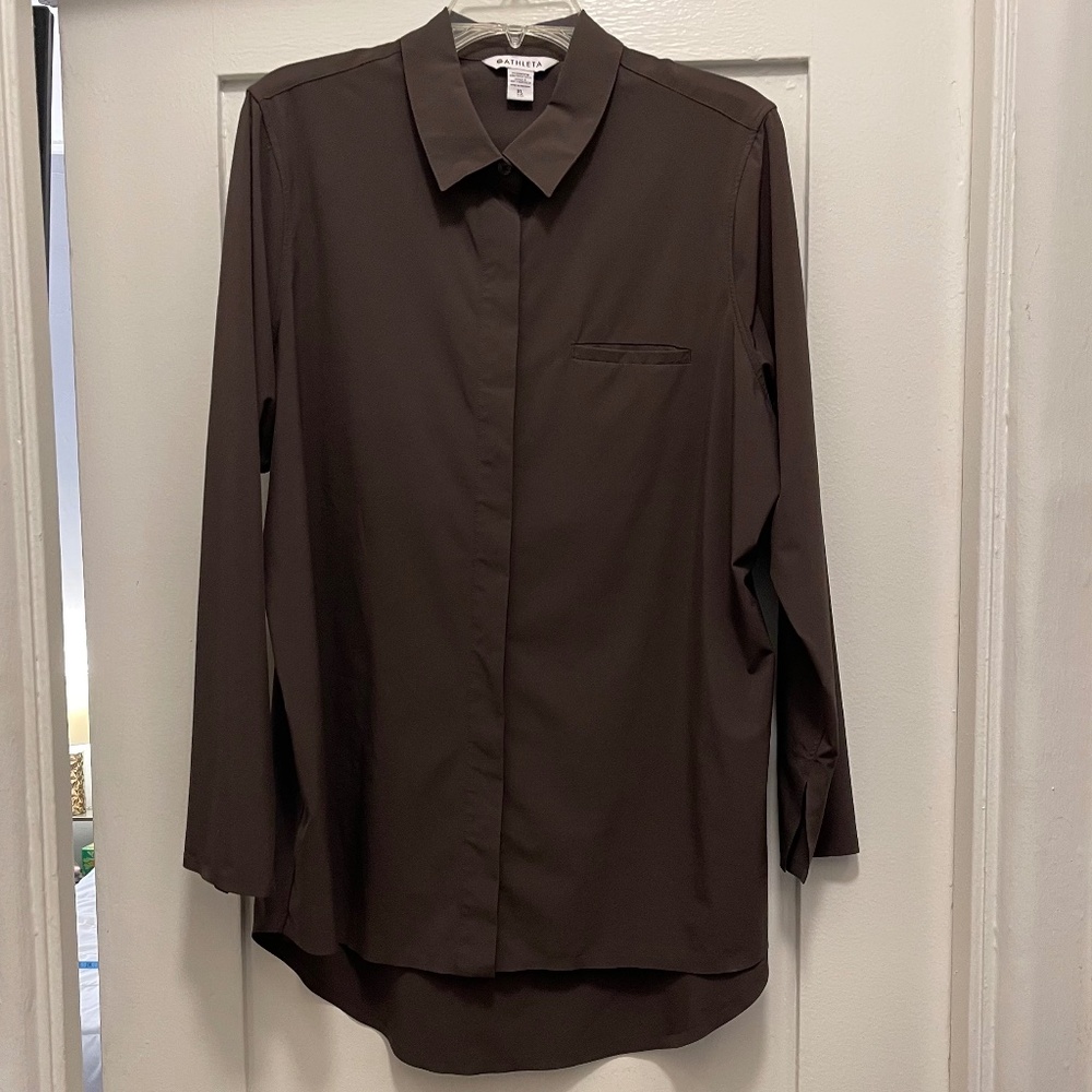 Athleta Brown Long-Sleeve Moisture-wicking Top